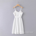 Women White Loose Solid Color Dress Long Dress